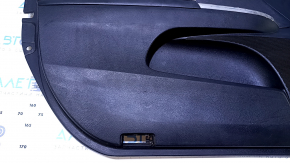 Door trim card front left Toyota Avalon 13-18 black with black insert, armrest black leather, without backlight, leather defect, bump, abrasions, scratches