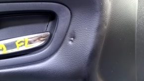 Door trim card front left Nissan Murano z52 15-17 black with black insert leather, armrest black leather, molding gray gloss, scratches, tears, dents, bumps