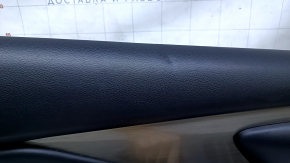 Door trim card front left Nissan Murano z52 15-17 black with black insert leather, armrest black leather, molding gray gloss, scratches, tears, dents, bumps