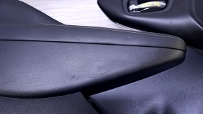 Door trim card front left Nissan Murano z52 15-17 black with black insert leather, armrest black leather, molding gray gloss, scratches, tears, dents, bumps