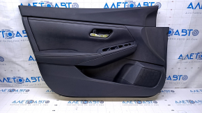 Door trim card front left Nissan Sentra 20 - black leather with black leather insert, black leather armrest, dent, scratches, abrasions, needs cleaning