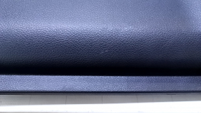 Door trim card front left Nissan Rogue 14-20 black with black insert plastic, armrest leather, molding gray structure, dents, scratches