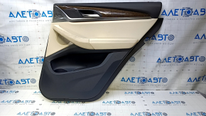 Door trim card rear right BMW X3 G01 18-21 beige leatherette, beige leather armrest, wood insert, bumps, scratches, dry cleaning