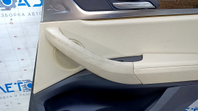 Door trim card rear right BMW X3 G01 18-21 beige leatherette, beige leather armrest, wood insert, bumps, scratches, dry cleaning