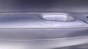 Door trim card front left Nissan Sentra 13-19 black leather, black insert cloth, armrest black leather, molding black gloss, scratches, abrasions, dent