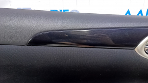 Door trim card front left Nissan Sentra 13-19 black leather, black insert cloth, armrest black leather, molding black gloss, scratches, abrasions, dent
