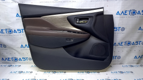 Door trim card front left Nissan Murano z52 15-17 black with brown insert leather, armrest brown leather, molding gray gloss, under memory on armrest, tear, scratches, dent, sweat