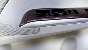 Door trim card front left Toyota Camry v50 12-14 usa gray with gray insert, armrest gray cloth, overlay in wood color, scratches, scuffs, abrasions, dents, for cleaning