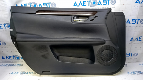 Door trim card front left Lexus ES300h ES350 13-18 leather black with black insert leather, armrest black leather, molding under wood gloss, under seat memory, scuffs, abrasions, scratches, bumps
