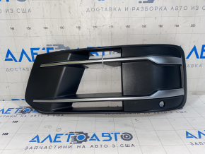 Front bumper grille left Audi Q7 16-19 chrome for parking sensors without radar