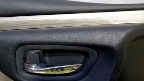 Door trim card front left Nissan Murano z52 15-17 black with black insert leather, armrest black leather, molding gray gloss, scratches, dents, bumps