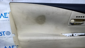 Door trim card front left Lexus RX350 RX450h 10-15 beige with beige insert leather, armrest beige leather, for seat memory, for cleaning, bumps, scratches, scuffs
