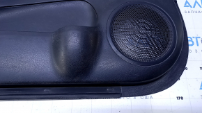 Door trim card front left Nissan Versa 12-19 usa black with black insert plastic, armrest black plastic, under fur window lifter, scratches