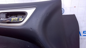 Door trim card front left Nissan Pathfinder 13-20 black with black insert cloth, armrest black cloth, molding black gloss, scratches, dents, scuffs, abrasions
