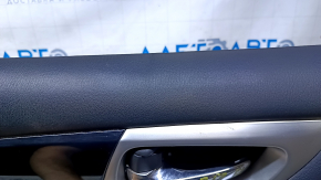 Door trim card front left Nissan Pathfinder 13-20 black with black insert cloth, armrest black cloth, molding black gloss, scratches, dents, scuffs, abrasions