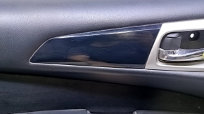 Door trim card front left Nissan Pathfinder 13-20 black with black insert cloth, armrest black cloth, molding black gloss, scratches, dents, scuffs, abrasions