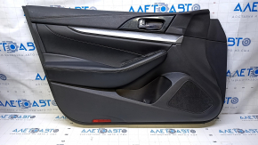 Door trim card front left Nissan Maxima A36 16- black with black insert leather, armrest black leather, molding gray gloss, scratches, dents, abrasions