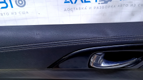 Door trim card front left Nissan Maxima A36 16- black with black insert leather, armrest black leather, molding gray gloss, scratches, dents, abrasions