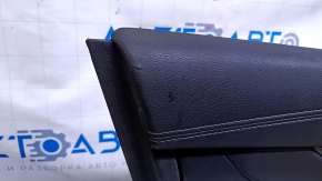 Door trim card front left Nissan Maxima A36 16- black with black insert leather, armrest black leather, molding gray gloss, scratches, dents, abrasions