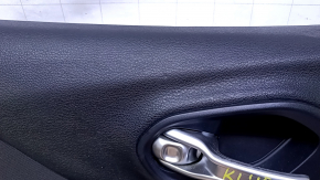 Door trim card front left Jeep Cherokee KL 14-18 black with black insert leather, armrest gray leather, molding under the tree, dents, pokes, scuffs, scratches