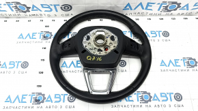 Bare steering wheel Audi Q7 16-19 leather black, heated, scratches, needs cleaning