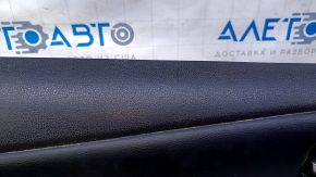 Door trim card front left Nissan Leaf 13-17 black with black insert leather, armrest black leather, scratches, bumps, dents, abrasions