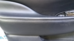 Door trim card front left Nissan Leaf 13-17 black with black insert leather, armrest black leather, scratches, bumps, dents, abrasions