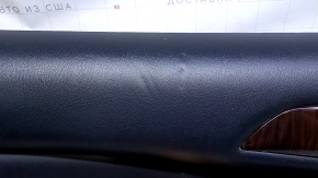 Door trim card front left Nissan Pathfinder 13-20 black with black insert leather, armrest black leather, molding under wood gloss, under seat memory, scratches, dents, bumps, abrasions