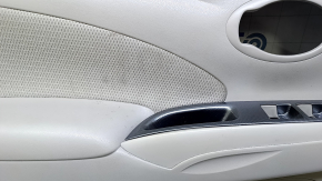 Door trim card front left Nissan Versa 12-19 usa gray, with gray insert, armrest gray plastic, carbon fiber trim, scratches, abrasions, for dry cleaning
