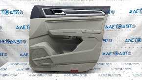 Door trim card front right VW Atlas 18- gray, armrest gray leather, insert under dark wood, gray molding, with tweeter, for cleaning, scratches