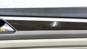 Door trim card front right VW Atlas 18- gray, armrest gray leather, insert under dark wood, gray molding, with tweeter, for cleaning, scratches