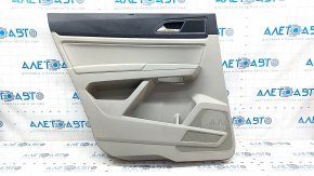 Door trim card rear left VW Atlas 18 - gray, with curtain and tweeter, armrest gray leather, leather insert, needs cleaning, scratches, tear