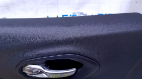 Door trim card front left Jeep Cherokee KL 14-18 black with black insert cloth, armrest black leather, molding wood color, dent, scratches, abrasions, pokes