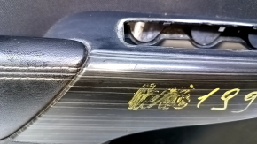 Door trim card front left Jeep Cherokee KL 14-18 black with black insert cloth, armrest black leather, molding wood color, dent, scratches, scuffs