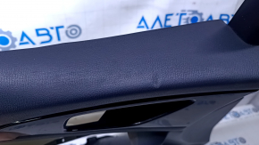Door trim card front left Mazda 3 14-18 BM black, with gray insert, armrest black leather, crack, dents, scratches, abrasions