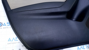 Door trim card front left Mazda 3 14-18 BM black, with gray insert, armrest black leather, crack, dents, scratches, abrasions
