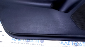 Door trim card front left Mazda 3 14-18 BM black, with gray insert, armrest black leather, crack, dents, scratches, abrasions