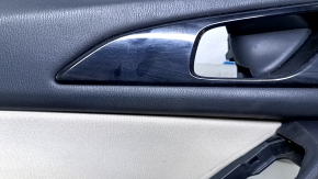 Door trim card front left Mazda 3 14-18 BM black, with gray insert, armrest black leather, crack, dents, scratches, abrasions