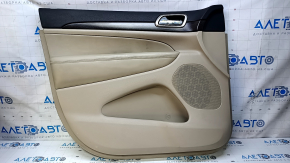 Door trim card front left Jeep Grand Cherokee WK2 14-16 beige with beige insert leather, armrest beige leather, molding under the tree structure, dents, scratches, abrasions, whitened plastic, under c