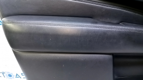 Door trim card front left Infiniti JX35 QX60 13- black with black insert leather, armrest black leather, molding under wood gloss, dents, abrasions, scratches