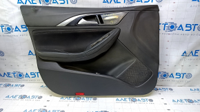Door trim card front left Infiniti QX30 17- black with black insert leather, armrest black leather, molding black gloss, scratches, scuffs, abrasions, dents