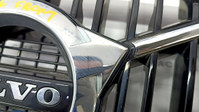 Radiator grill with badge Volvo XC90 16-19 black, chrome frame, without chamber, sand, scratches