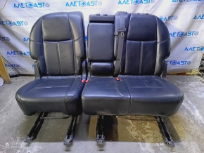 Rear row of seats 2 row Nissan Pathfinder 13-16 leather black, dents, bumps, scratches, scuffed