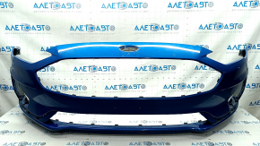 Front bumper bare Ford Fusion mk5 19-20 without parking sensors and towing hook, blue E7, worn, scratches, sawed, broken fasteners
