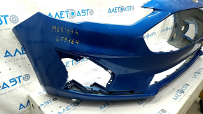 Front bumper bare Ford Fusion mk5 19-20 without parking sensors and towing hook, blue E7, worn, scratches, sawed, broken fasteners