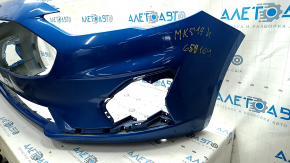 Front bumper bare Ford Fusion mk5 19-20 without parking sensors and towing hook, blue E7, worn, scratches, sawed, broken fasteners