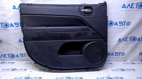 Door trim card front left Jeep Patriot 11-17 black with black insert leather, armrest rubber, bumps, dent, abrasions, scratches, crack in fastening