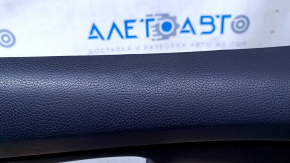 Door trim card front left Nissan Rogue 14-20 beige with beige insert plastic, armrest beige leather, molding gray structure, dent, scratches, abrasions, whitened plastic, needs cleaning, broken