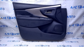 Door trim card front left Nissan Murano z52 15-17 black with black insert leather, armrest black leather, molding gray gloss, scratches, dents, abrasions