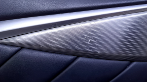 Door trim card front left Infiniti Q50 14- gray, with black leather insert, armrest black leather, molding carbon, without backlight, scratches, abrasions, dents, scuffs